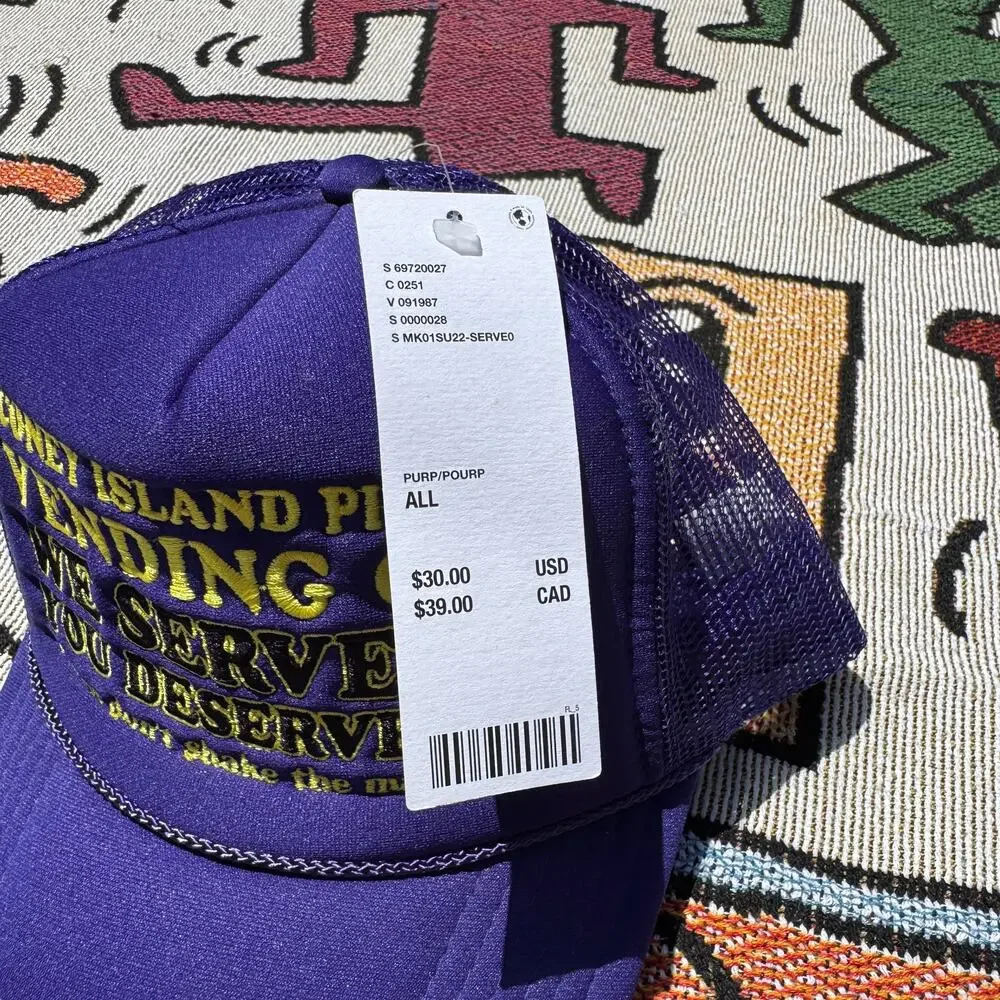 New with Tags Coney Island Picnic Trucker Hat Purple Embroidered Snapback Cap